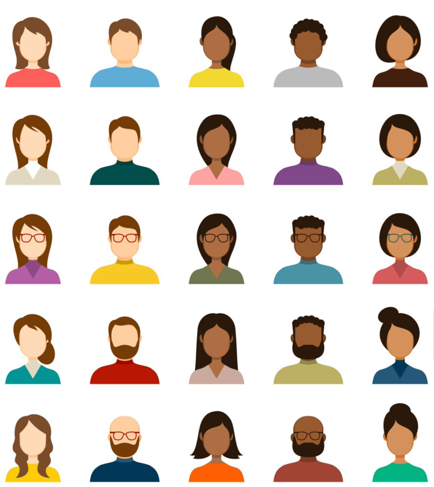 illustration of various people with different skin tones