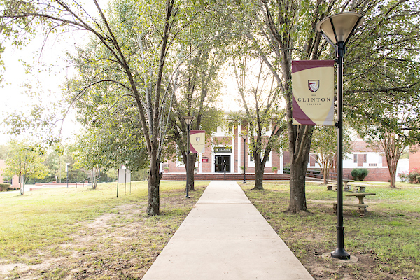 clinton college treelined sidewalk