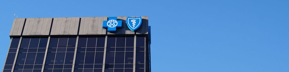 BlueCross tower building with blue sky 