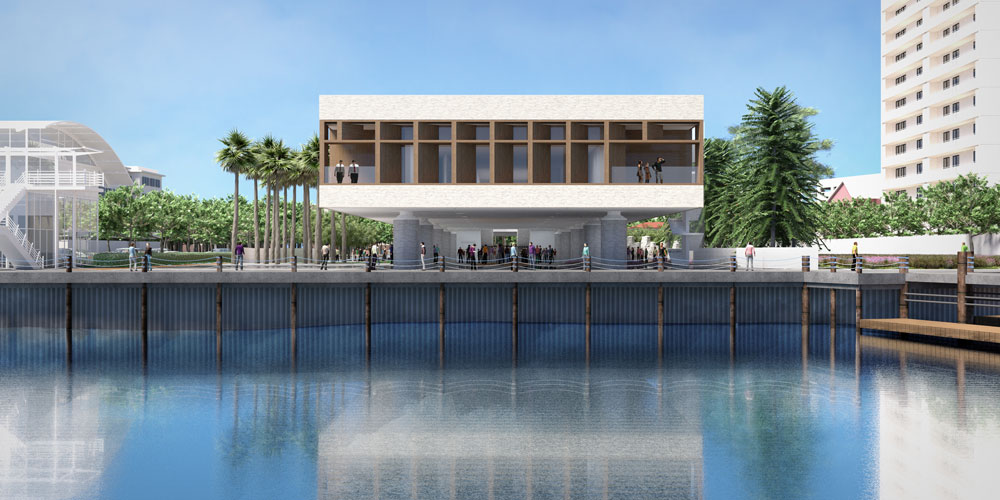 Rendering of museum on waterfront in charleston