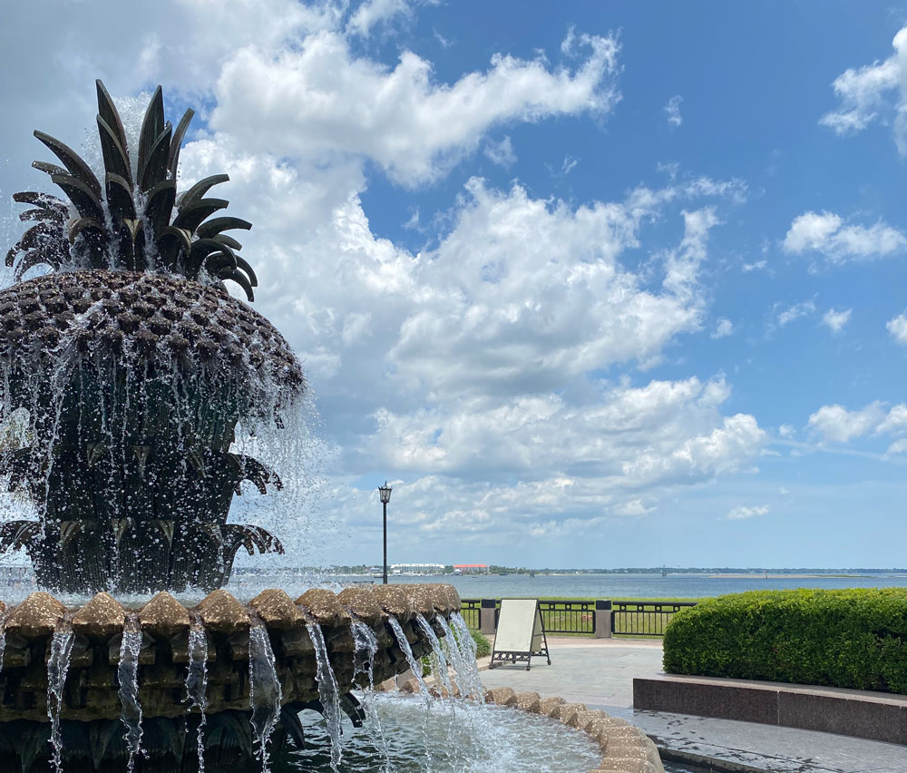 Waterfront park fountain in Charleston